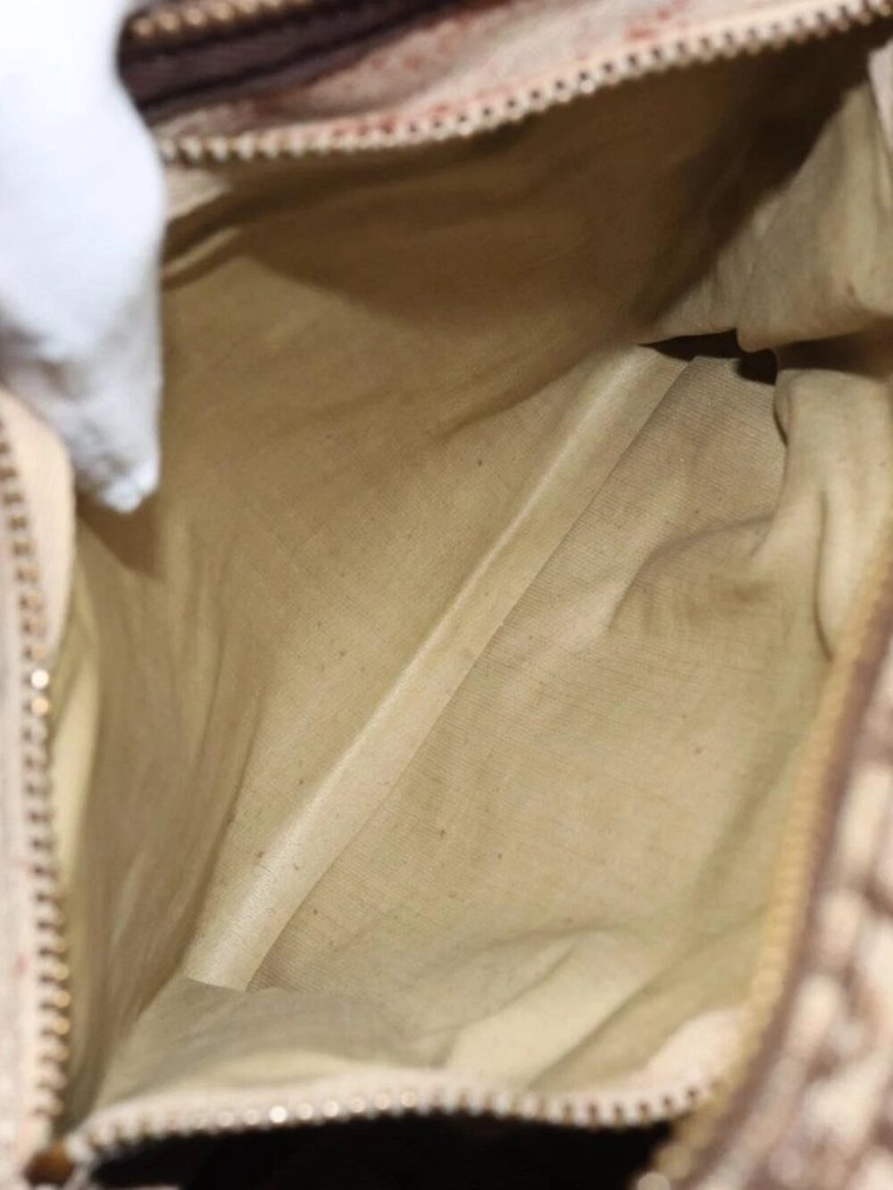 Christian Dior Trotter Canvas Boston Bag Beige Gold Auth 151623 - Picture 13 of 16